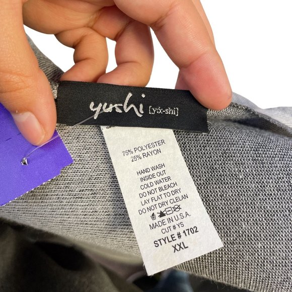 *NWT Yushi Gray Cardigan Open Front Long Block XXL - Picture 5 of 5